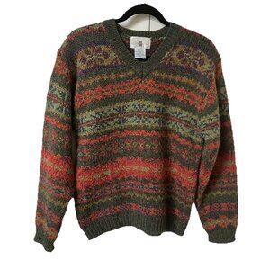 Vintage Cotton Ginny Sweater Womens S Oversized Nordic Knit Granny Cottagecore